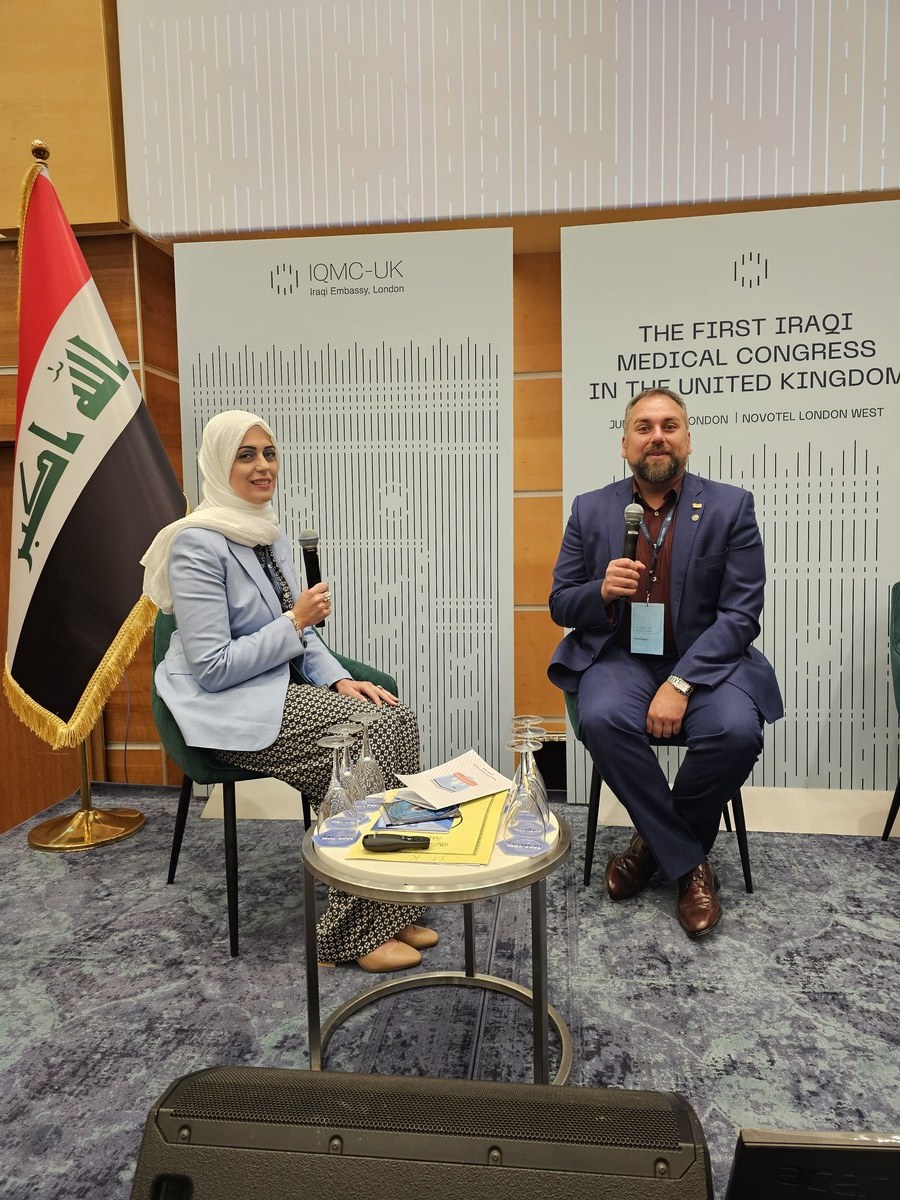 Rida Alwan on stage at the first Iraqi Medical Congress UK