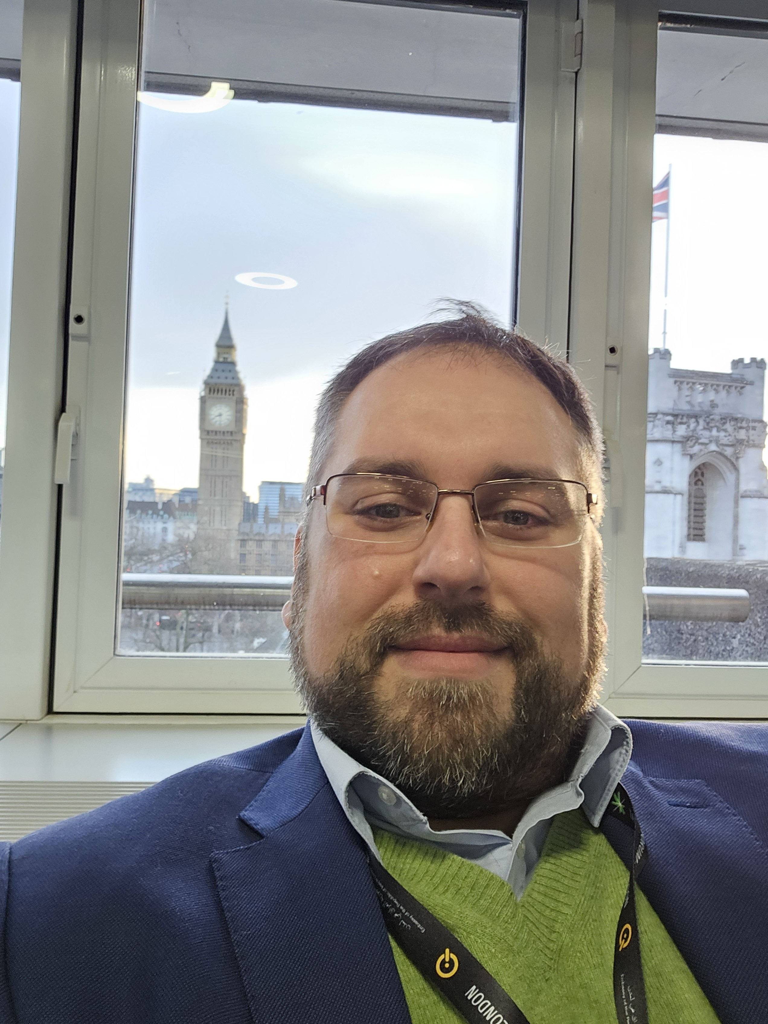 Rida Alwan overlooking Westminster, London